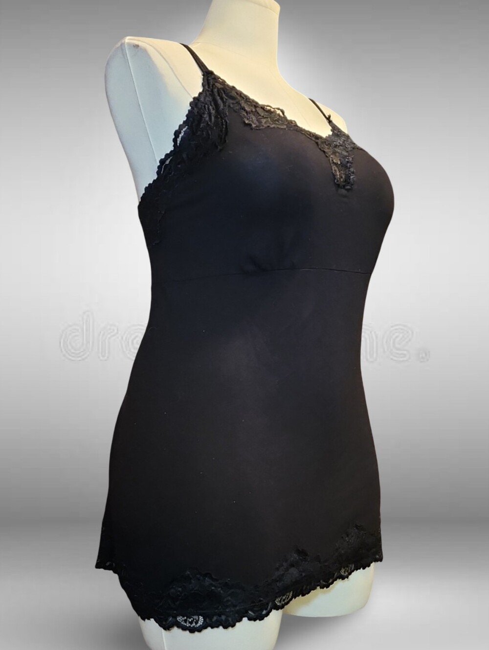 Lane Bryant Plus Black Lace Shaping Camisole 18/20 Adjustable Strap Rayon Blend - Picture 4 of 8